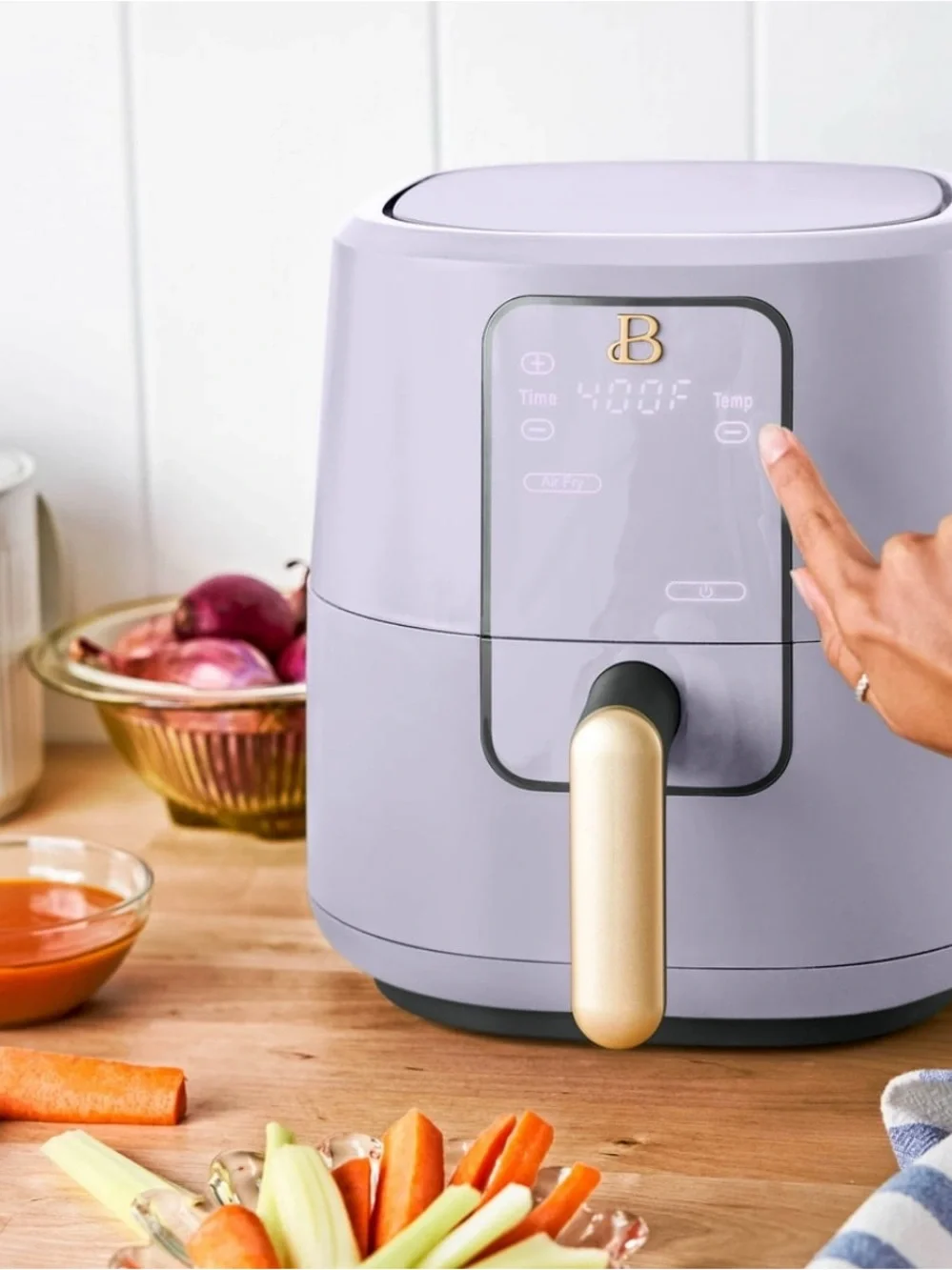 Beautiful 3 Qt Air Fryer with TurboCrisp Technology, EverGood Ceramic Nonstick C